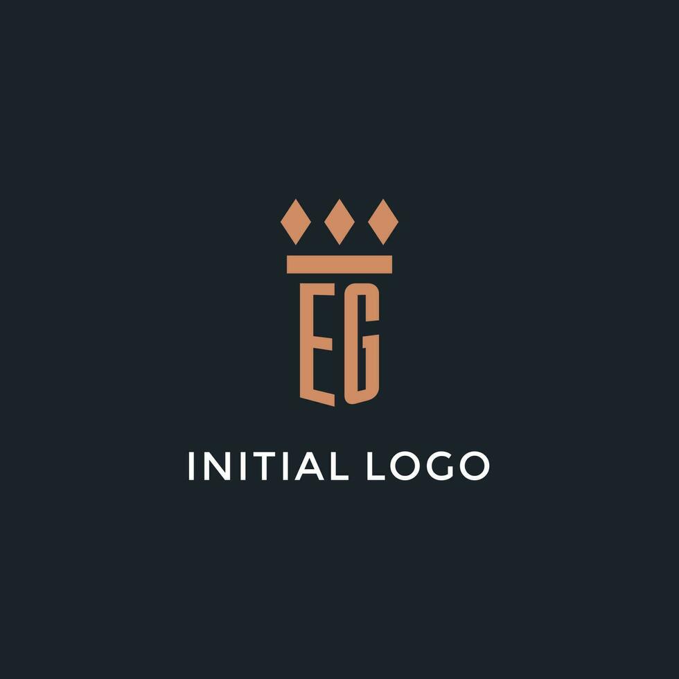 EG logo initial with pillar icon design, luxury monogram style logo for law firm and attorney vector