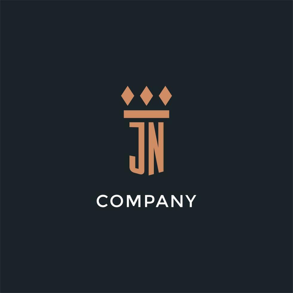 JN logo initial with pillar icon design, luxury monogram style logo for law firm and attorney vector