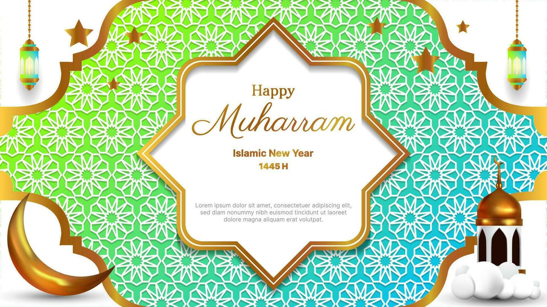 happy islamic new year background. muharram card vector design