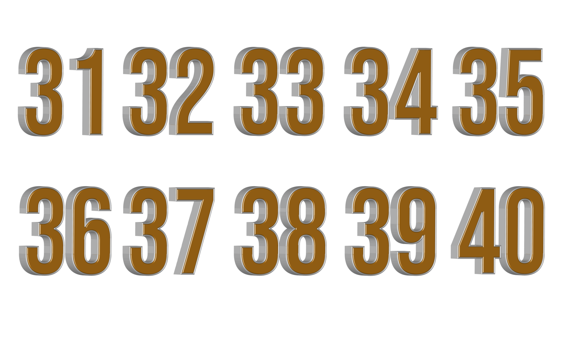 Number 31 to 40 gold silver style png 23455040 png