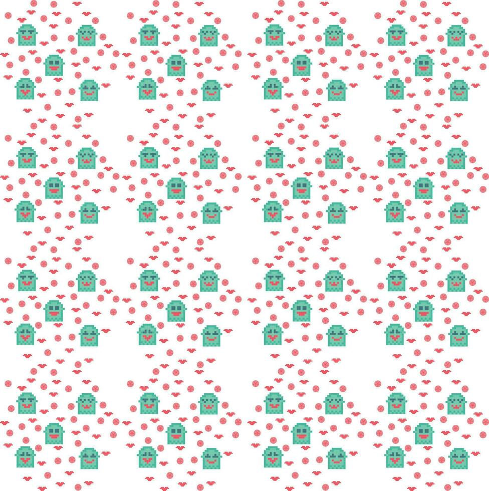Seamless pattern with green monsters and heart on a white background vector