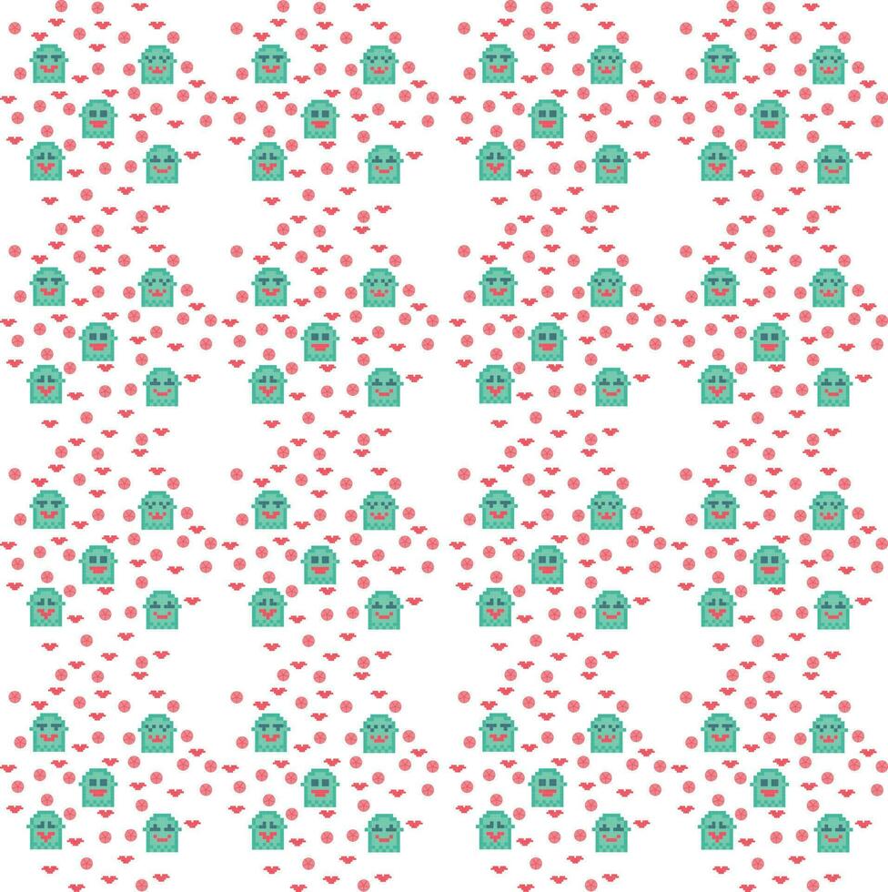 Seamless pattern with green monsters and heart on a white background vector