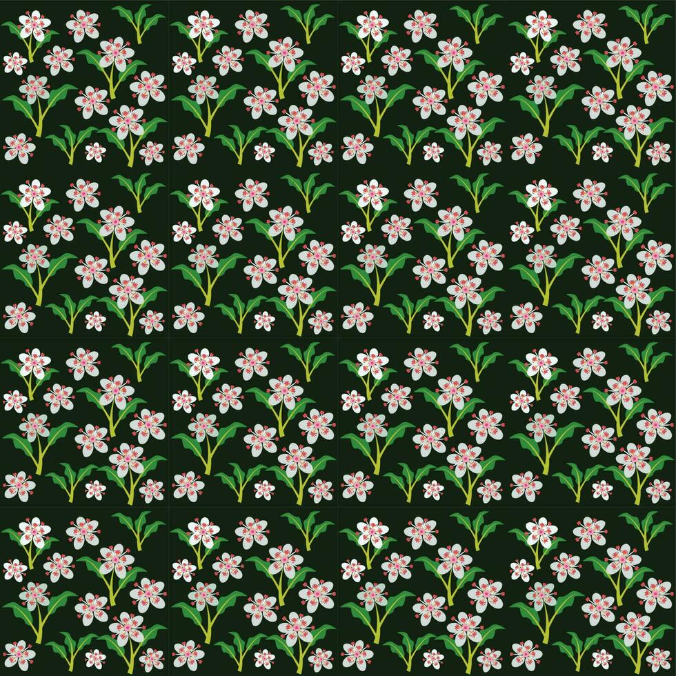 Floral pattern with green leaves vector