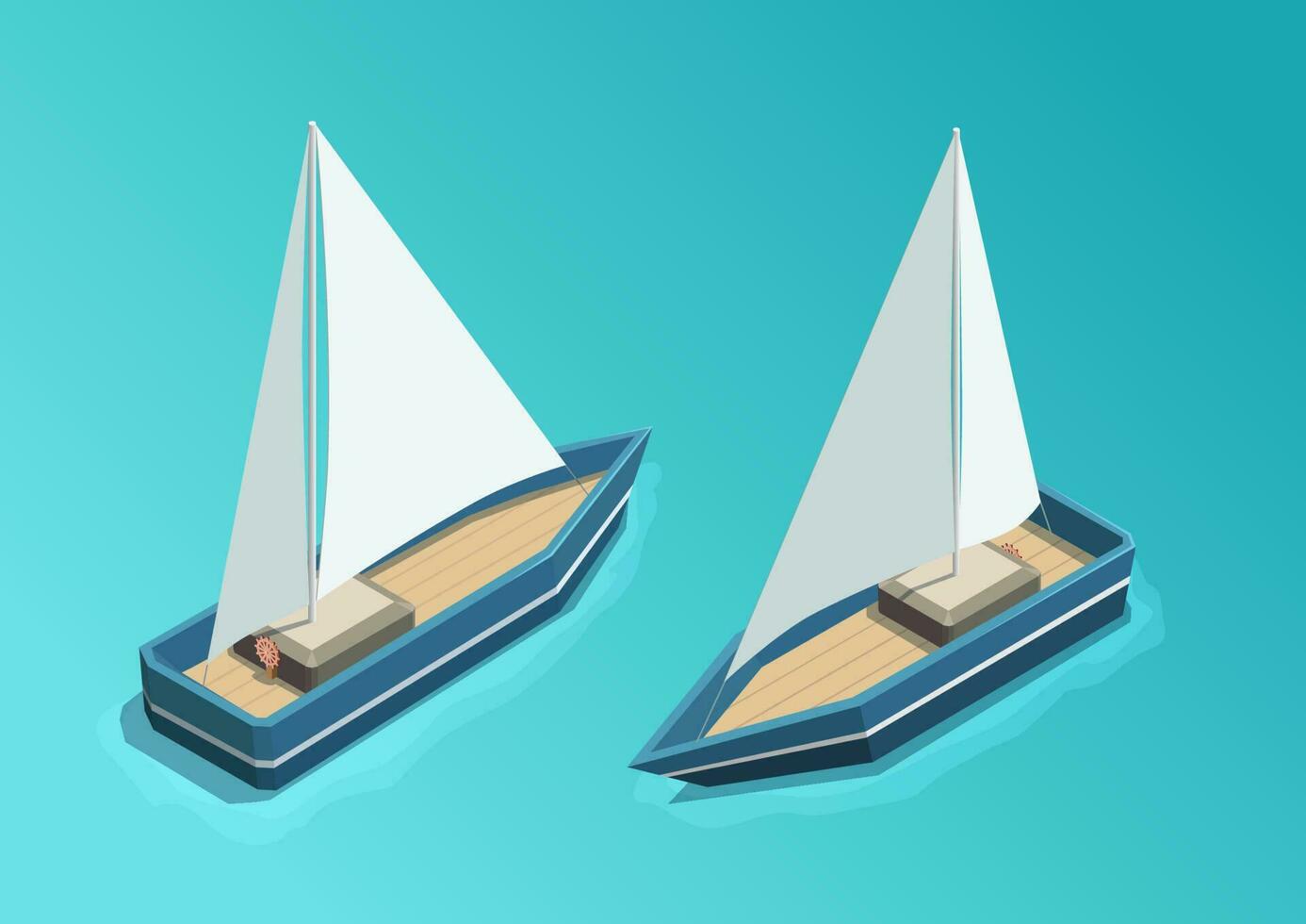 set of isometric sailboat. vector