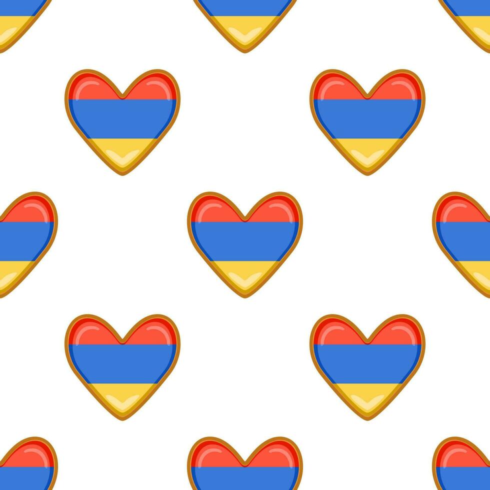 Pattern cookie with flag country Armenia in tasty biscuit vector