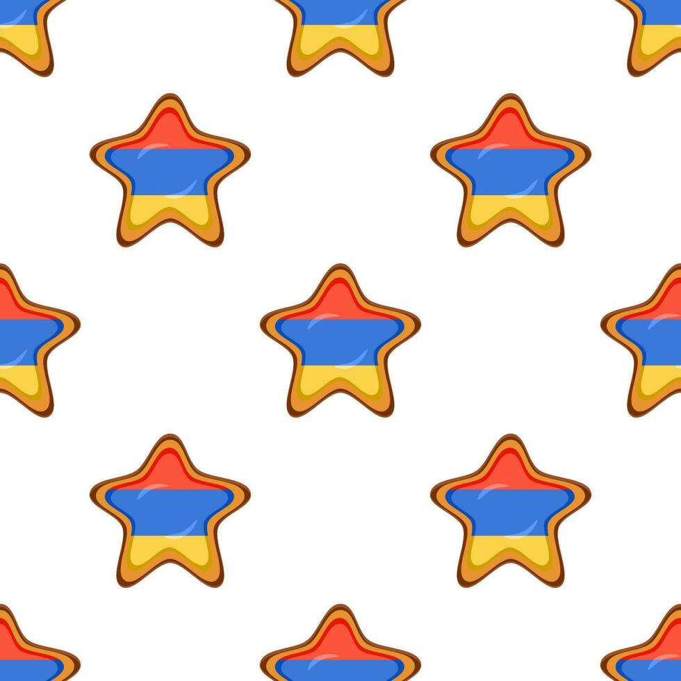 Pattern cookie with flag country Armenia in tasty biscuit vector