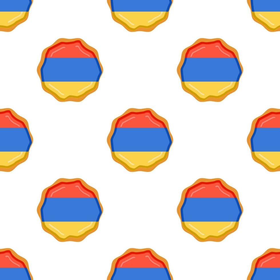 Pattern cookie with flag country Armenia in tasty biscuit vector