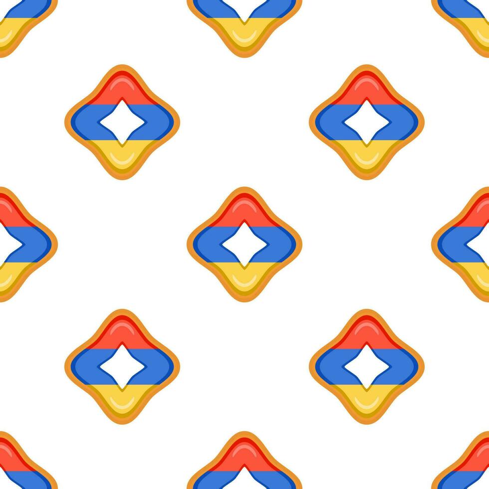 Pattern cookie with flag country Armenia in tasty biscuit vector