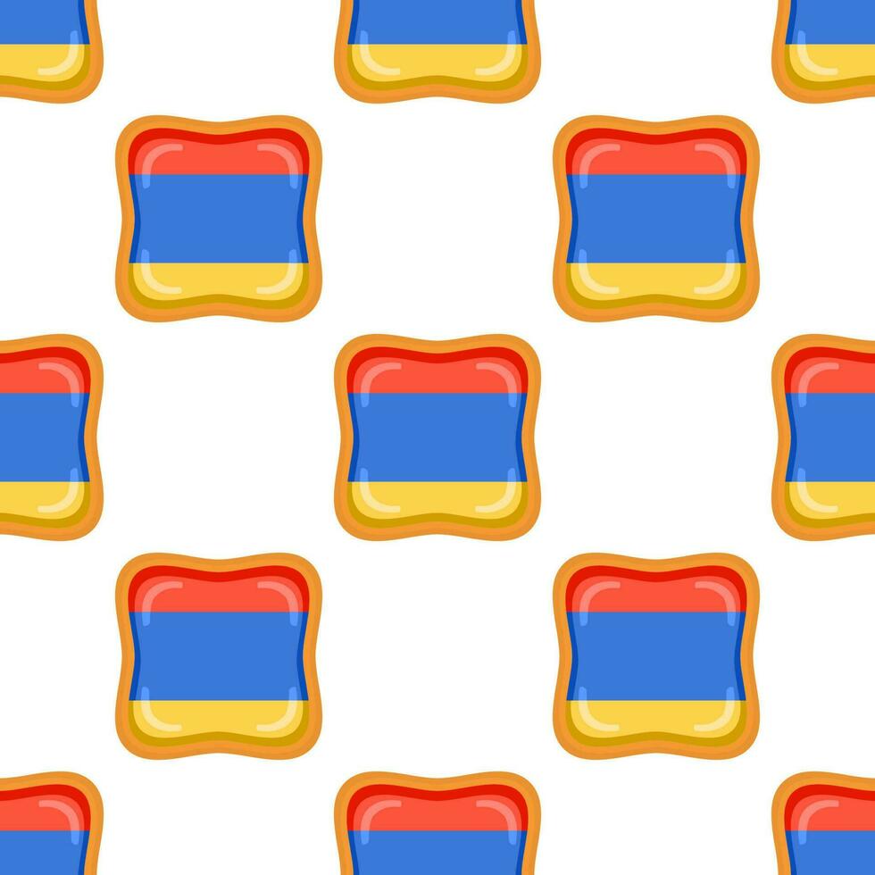 Pattern cookie with flag country Armenia in tasty biscuit vector