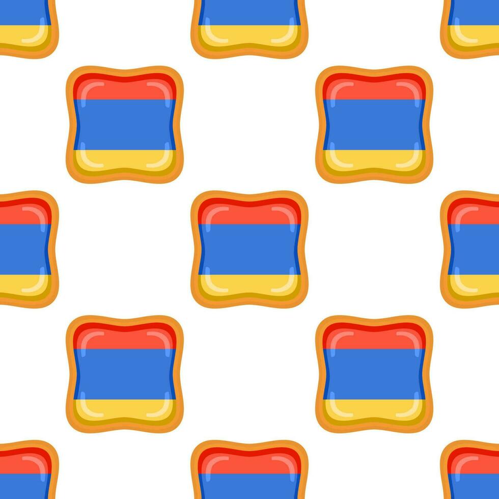 Pattern cookie with flag country Armenia in tasty biscuit vector