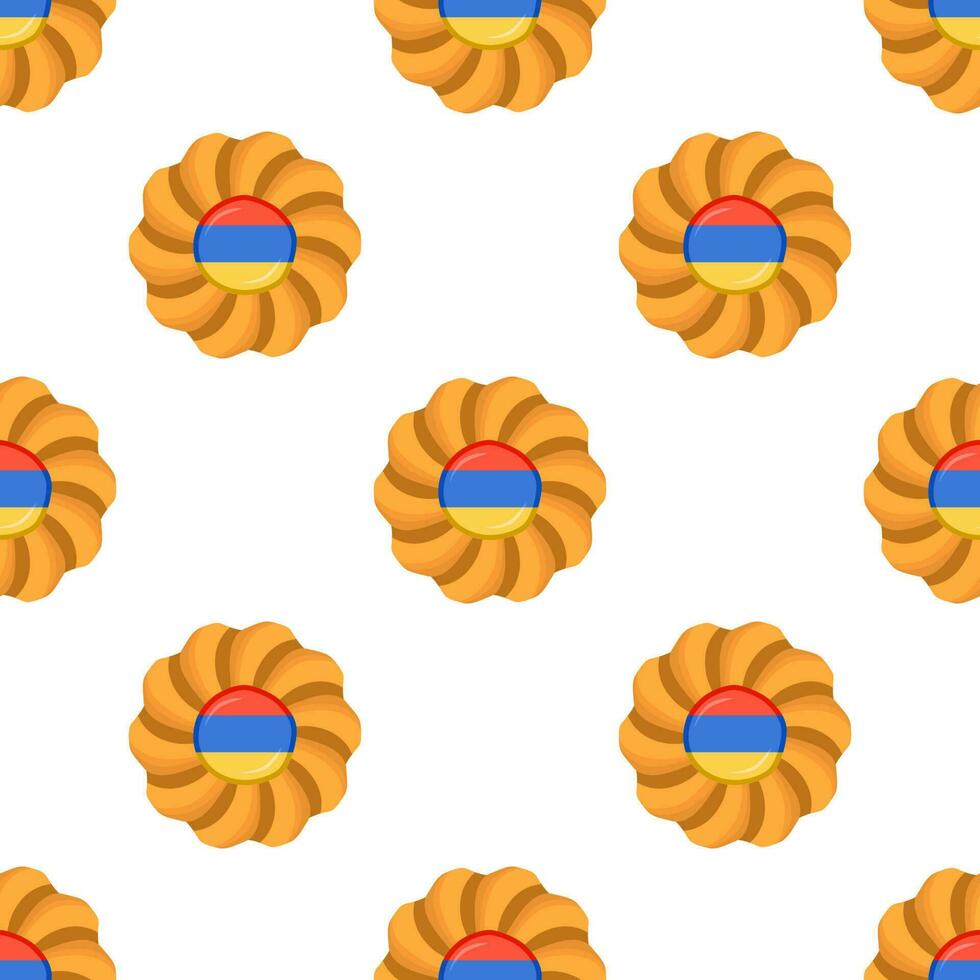 Pattern cookie with flag country Armenia in tasty biscuit vector