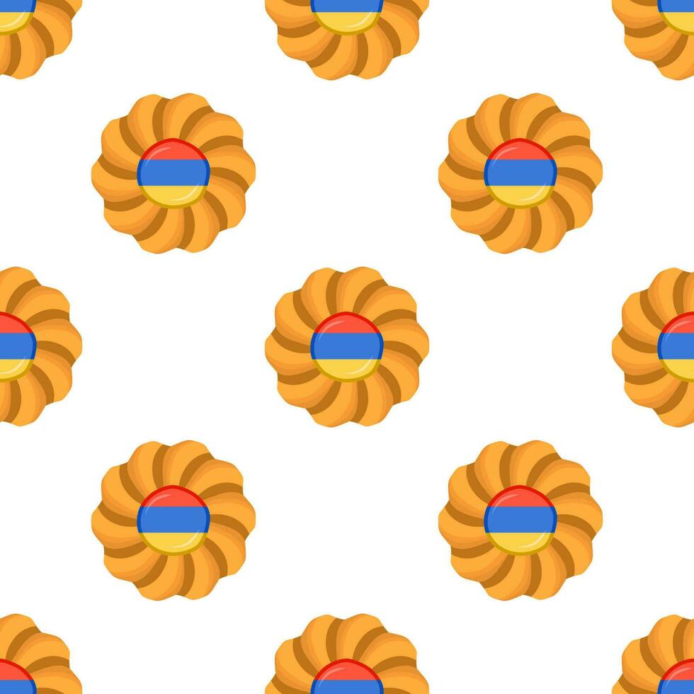 Pattern cookie with flag country Armenia in tasty biscuit vector