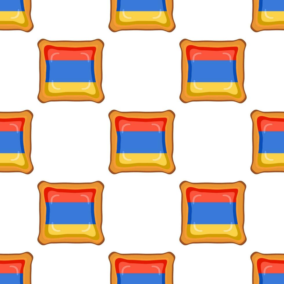 Pattern cookie with flag country Armenia in tasty biscuit vector