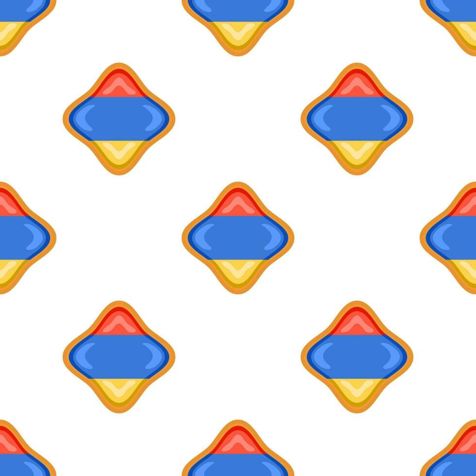 Pattern cookie with flag country Armenia in tasty biscuit vector