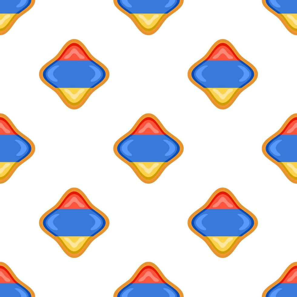 Pattern cookie with flag country Armenia in tasty biscuit vector