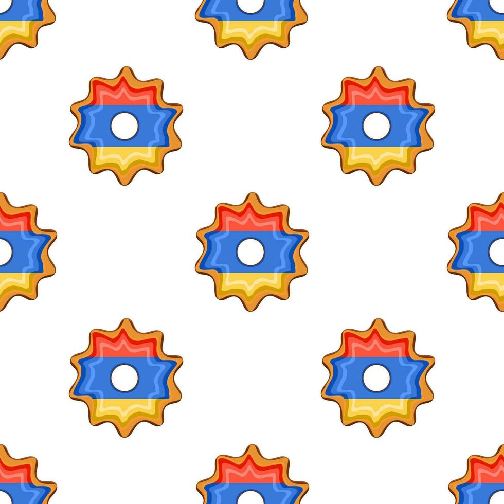 Pattern cookie with flag country Armenia in tasty biscuit vector