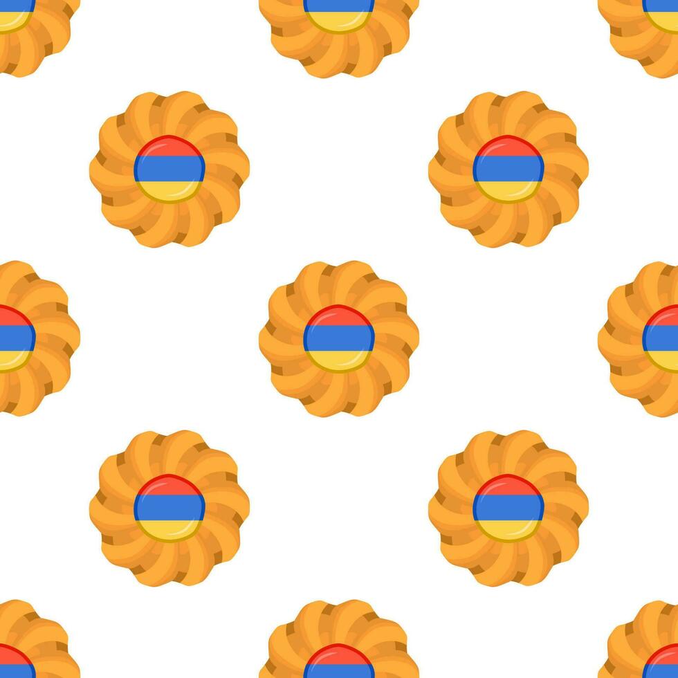 Pattern cookie with flag country Armenia in tasty biscuit vector