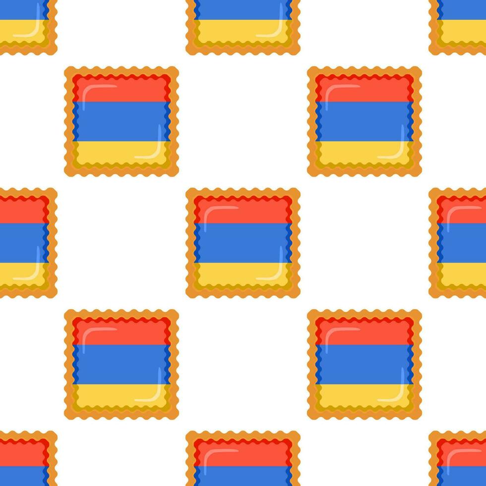 Pattern cookie with flag country Armenia in tasty biscuit vector