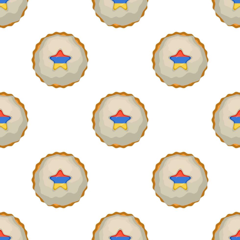 Pattern cookie with flag country Armenia in tasty biscuit vector