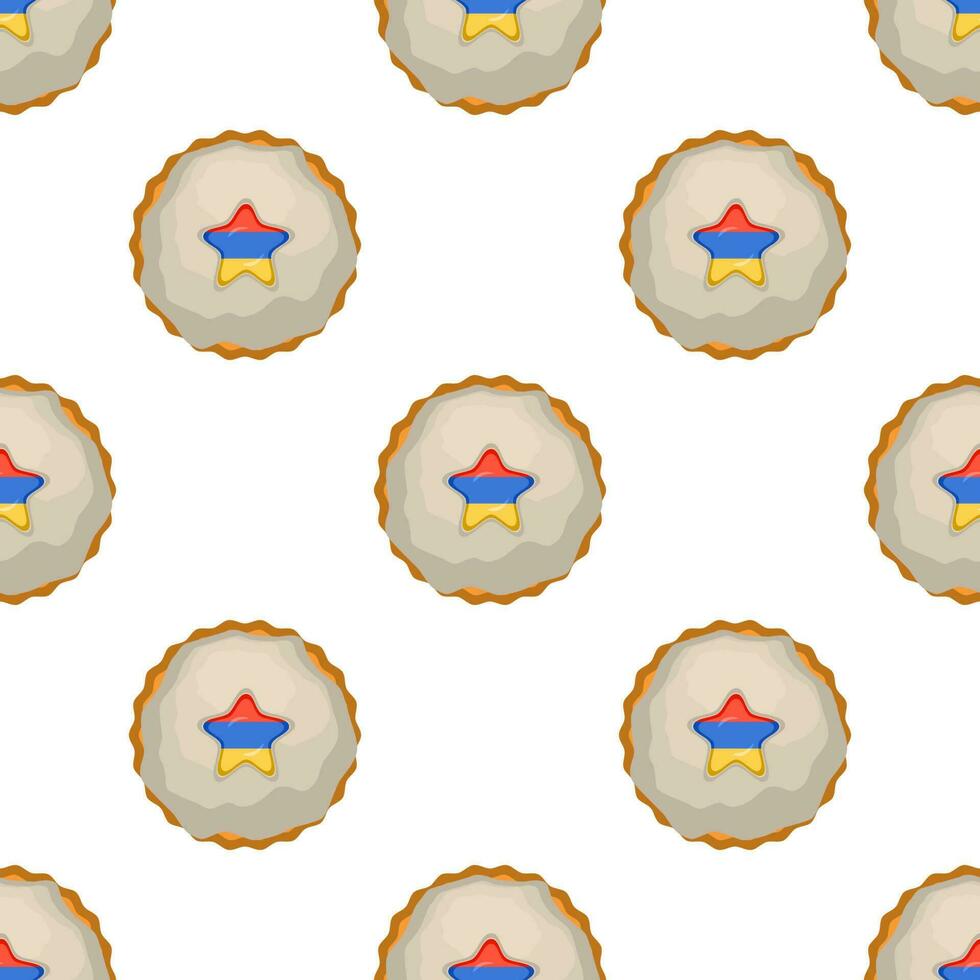 Pattern cookie with flag country Armenia in tasty biscuit vector