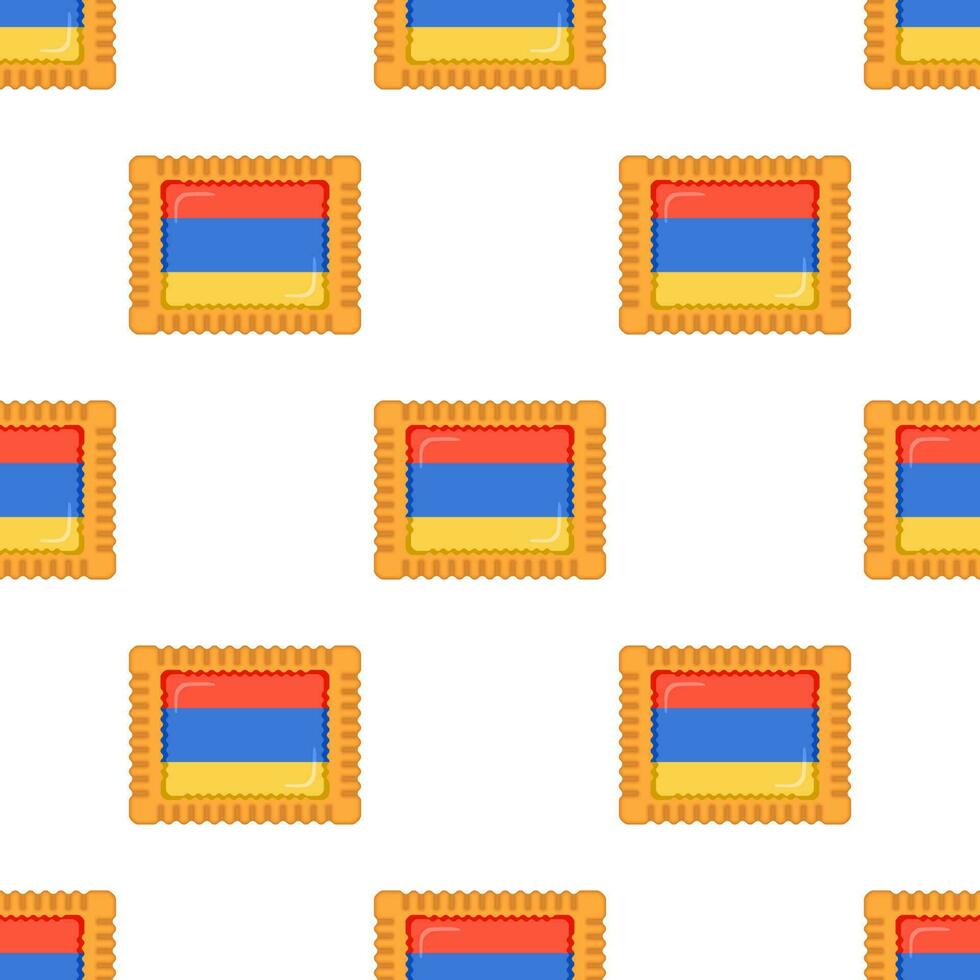 Pattern cookie with flag country Armenia in tasty biscuit vector