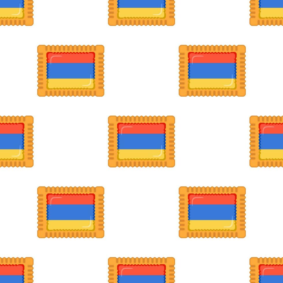 Pattern cookie with flag country Armenia in tasty biscuit vector