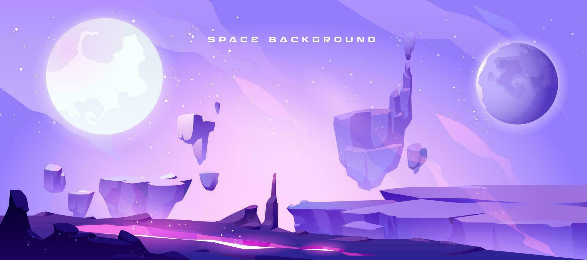 Space background with landscape of alien planet vector