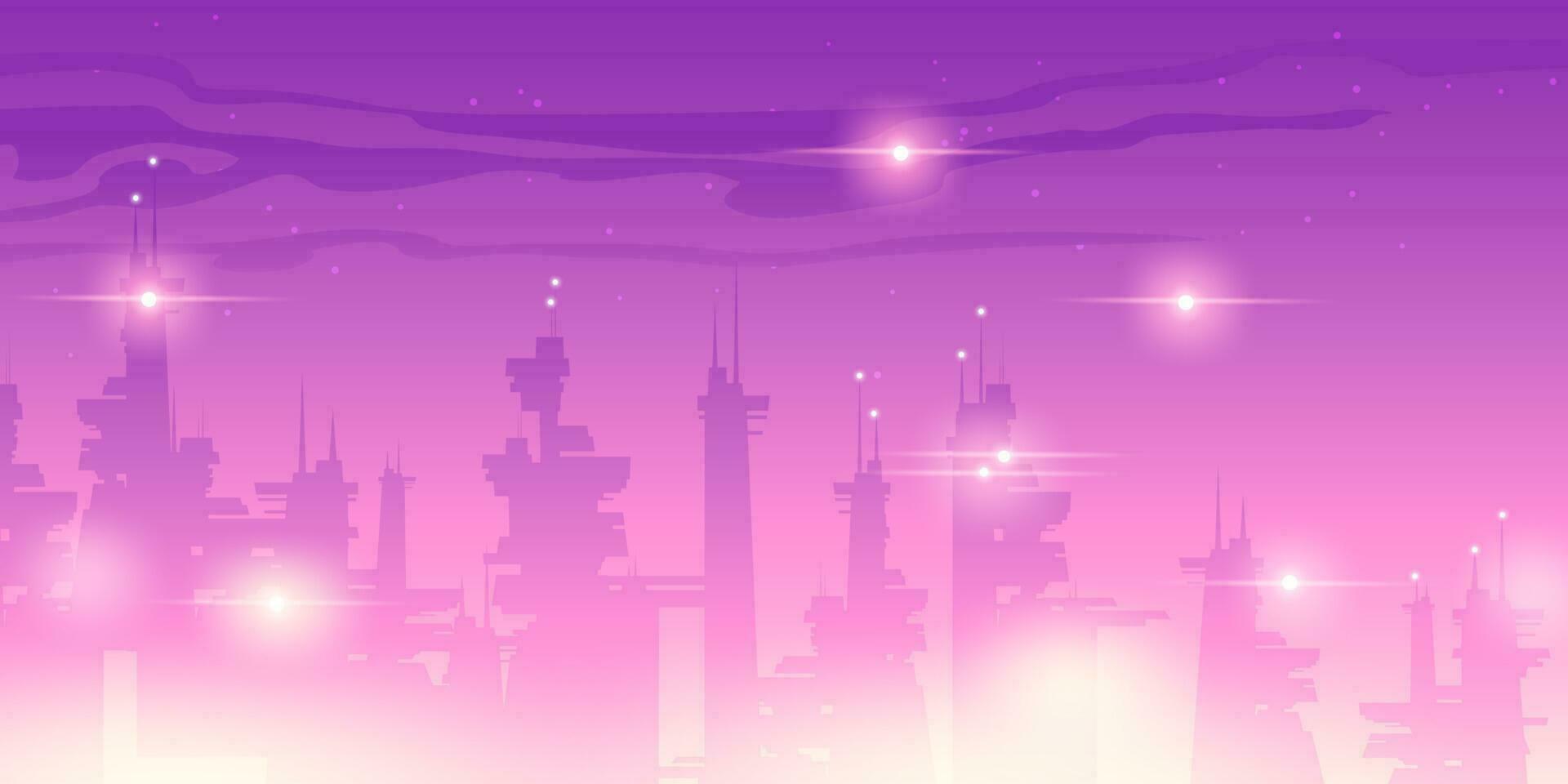 Future night city with futuristic skyscrapers vector