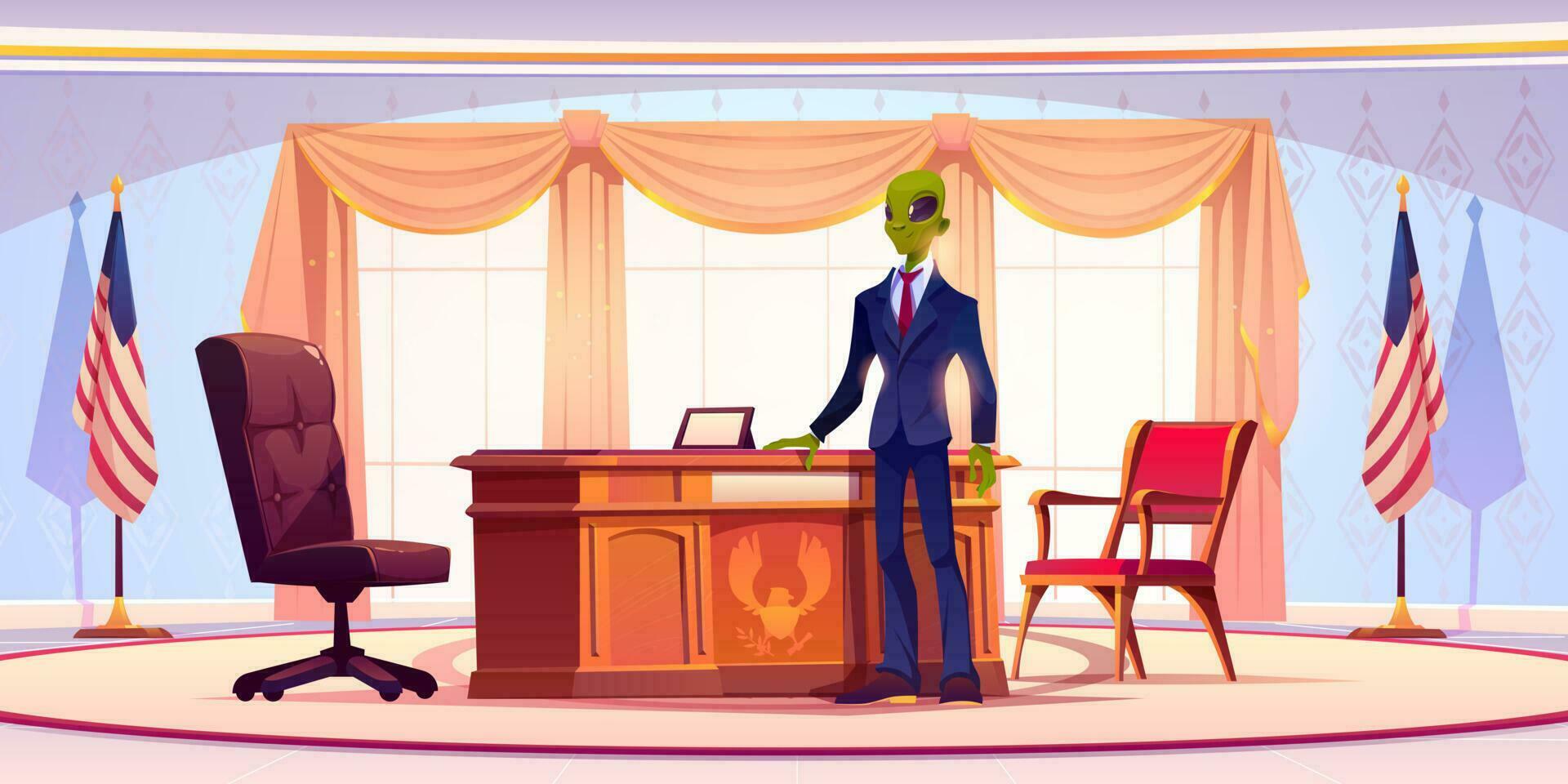 Funny alien business man or president in office vector