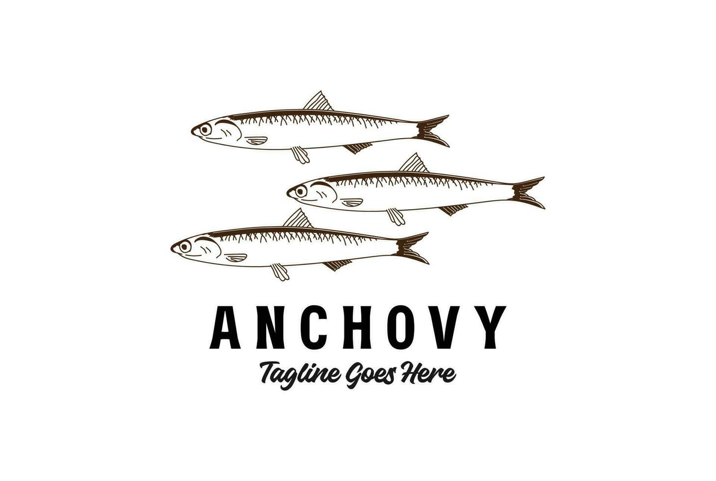 Vintage Rustic Vintage Fresh Anchovy Fish for Seafood Product Logo Design Vector