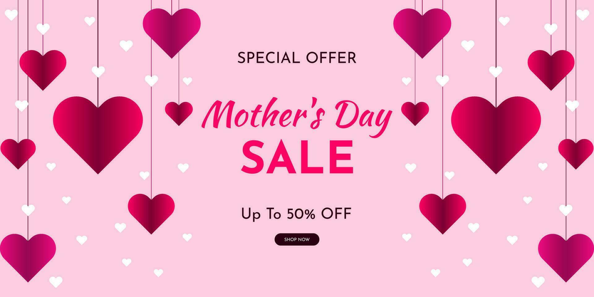 Mother's day sale poster or holiday shop seasonal discount offer banner
