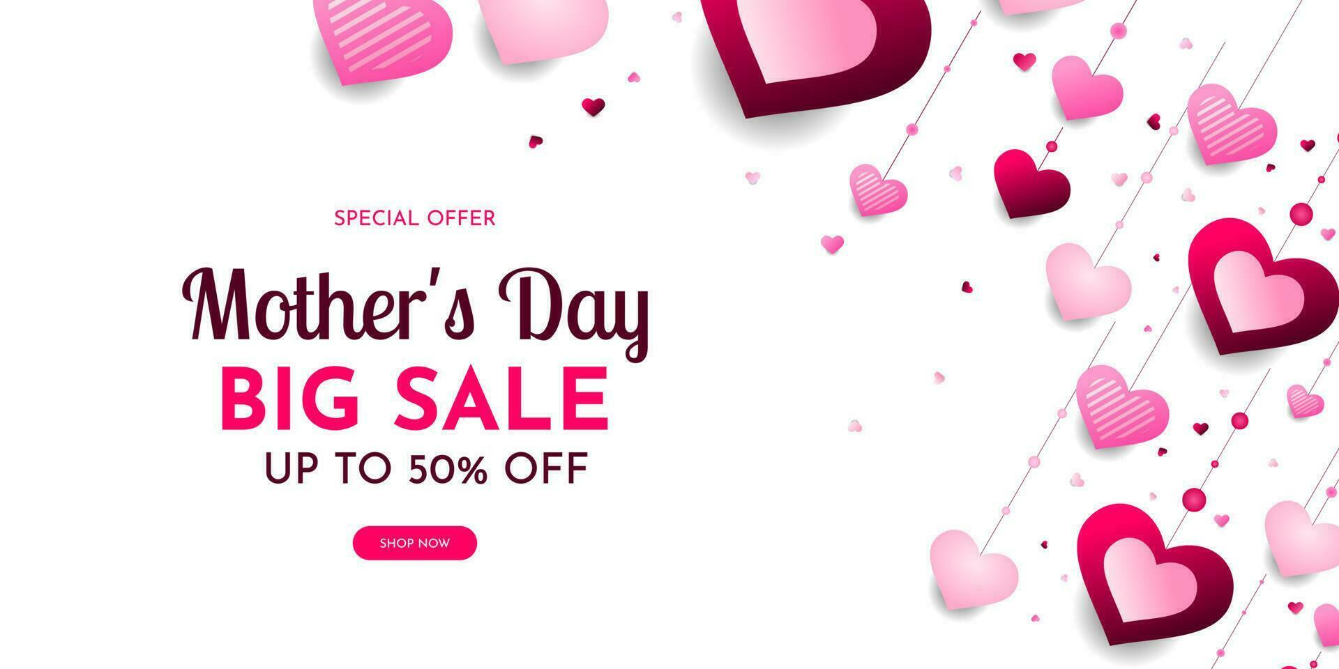 Mother's day sale poster or holiday shop seasonal discount offer banner vector