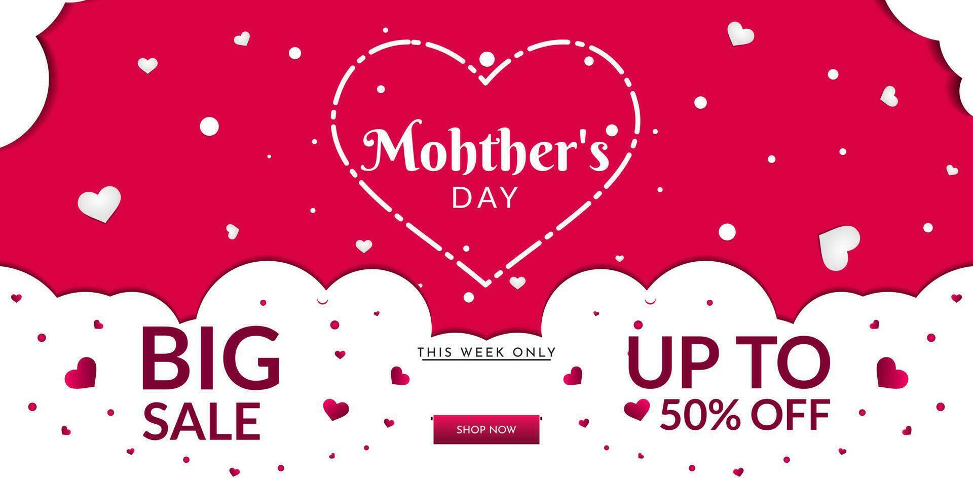 Mother's day sale poster or holiday shop seasonal discount offer banner vector