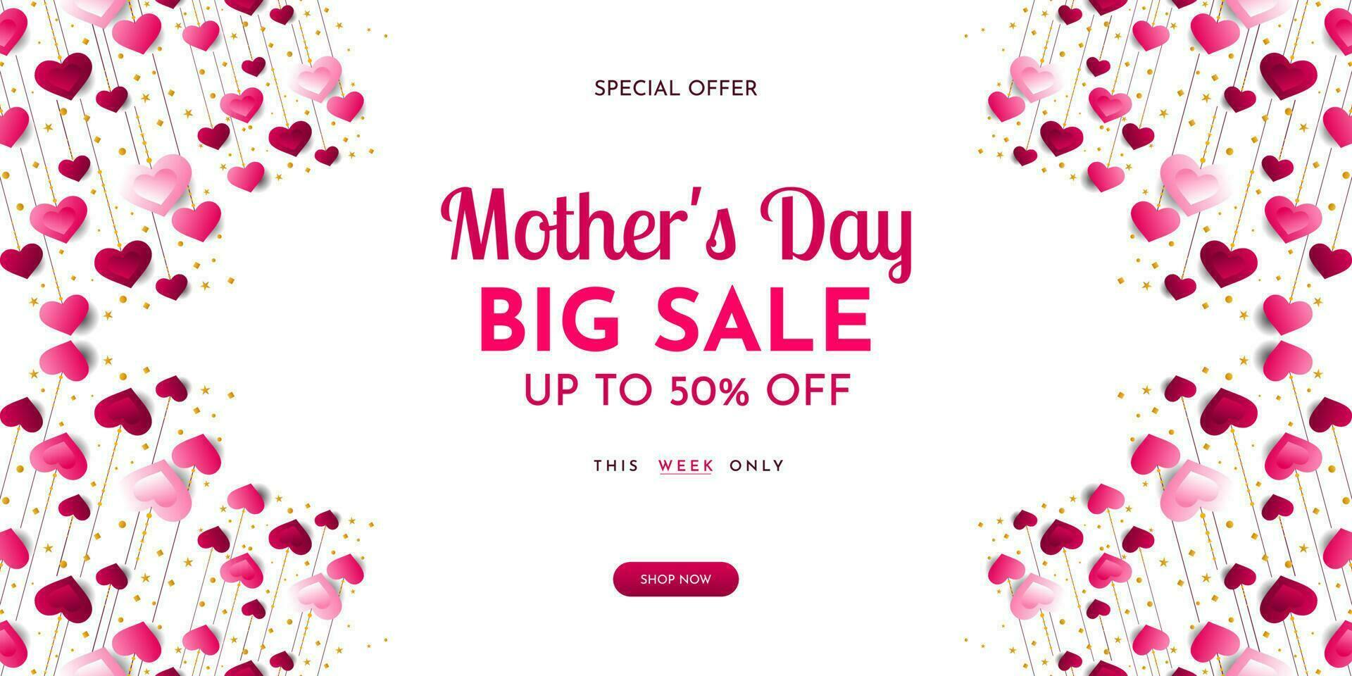 Mother's day sale poster or holiday shop seasonal discount offer banner vector