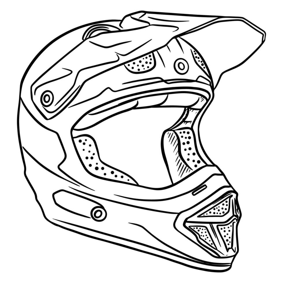 casco para montando motocross bicicletas cabeza proteccion. enduro deporte. vector