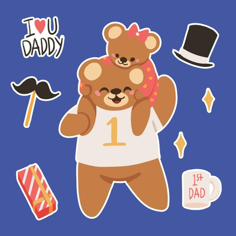 papa bear cartoon vector set