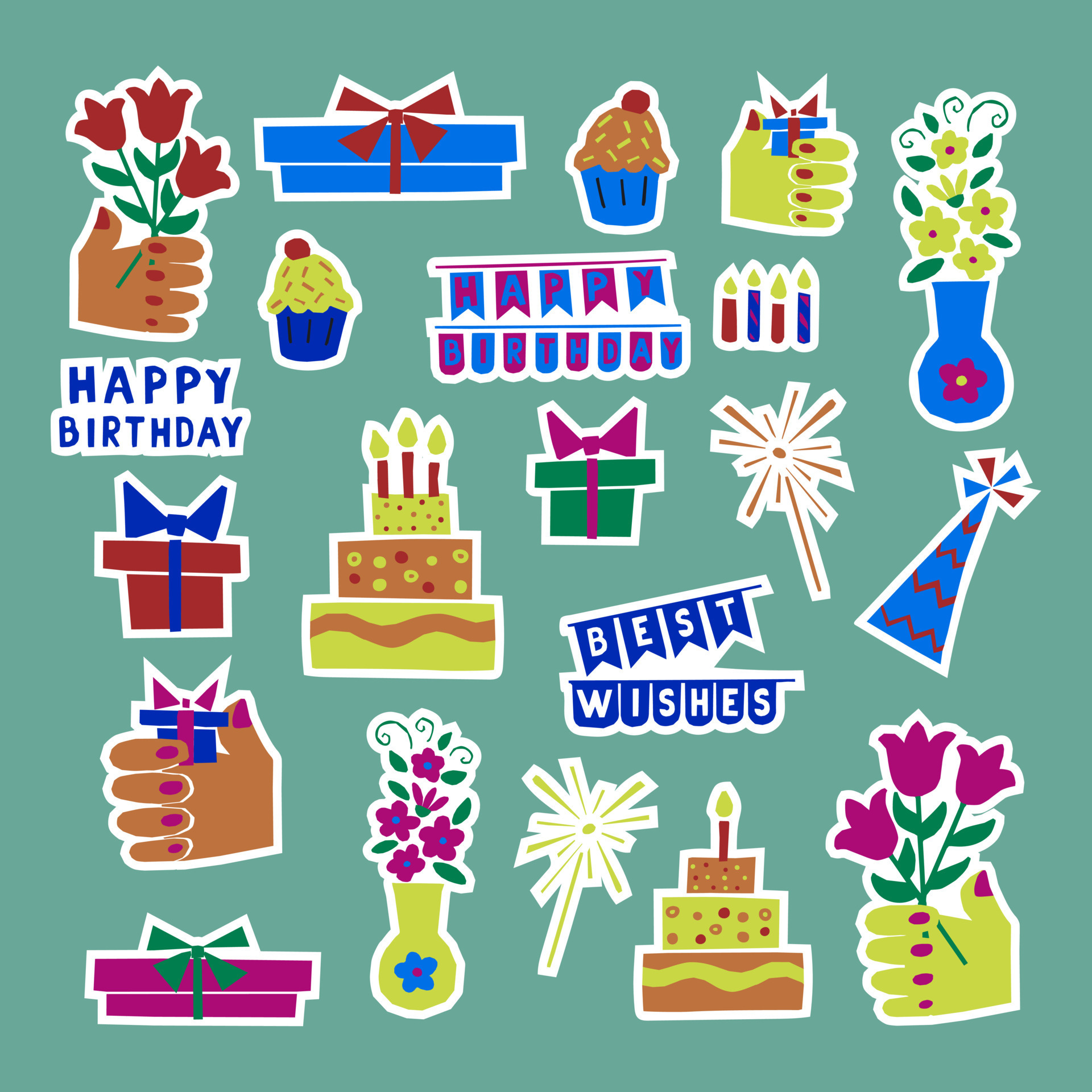 Gift Box And Birthday Cake - Birthday - Sticker