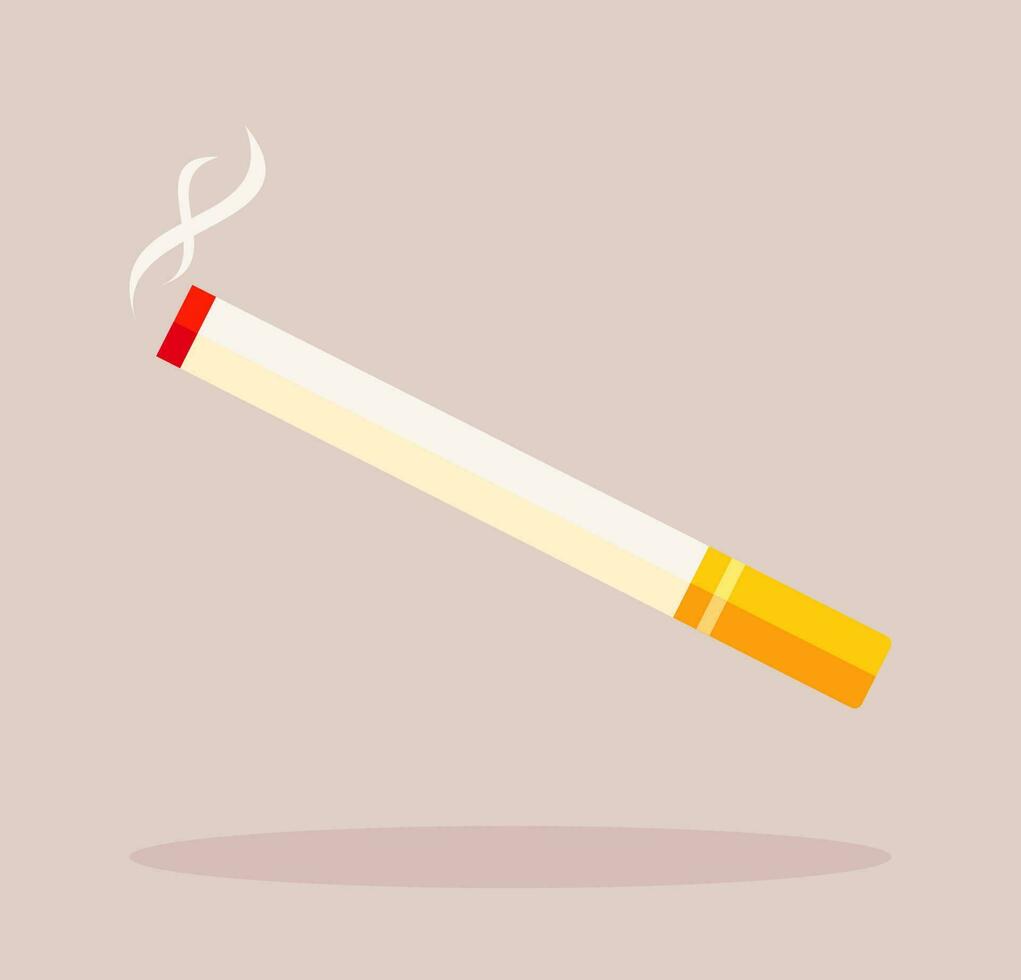 cigarette icon vector illustration. Flat design style. Cigarette simple silhouette. Modern, minimalist icon in stylish colors. Web site page and mobile app design vector element.