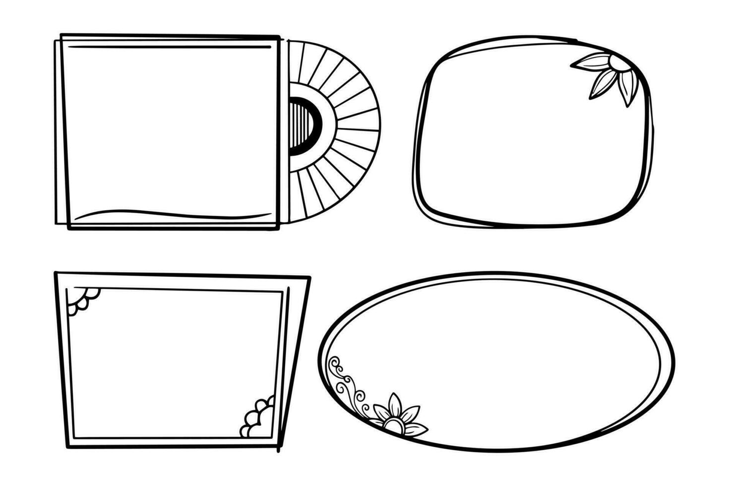 marcos de colección, elementos de tinta dibujados a mano sobre fondo blanco vector