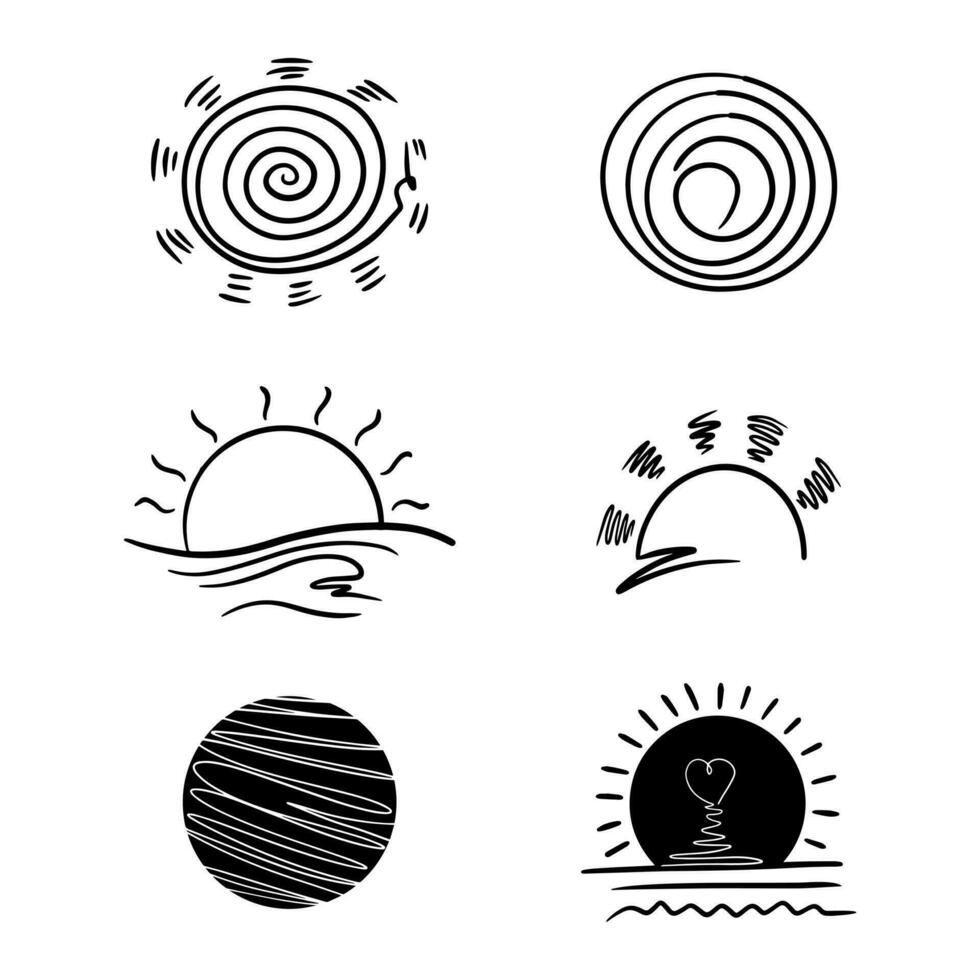 Hand drawn doodle sun. Design element. vector illustration.