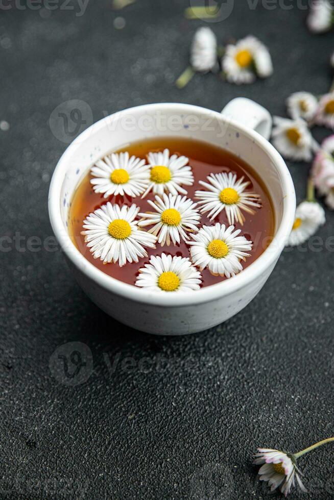 té manzanilla flor bebida comida comida bocadillo en el mesa Copiar espacio comida antecedentes rústico parte superior ver foto