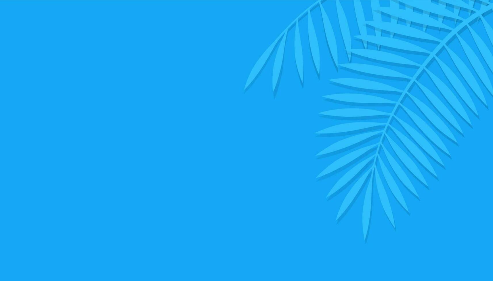 vector palma hoja silueta ilustración con texto espacio en un vibrante azul antecedentes.