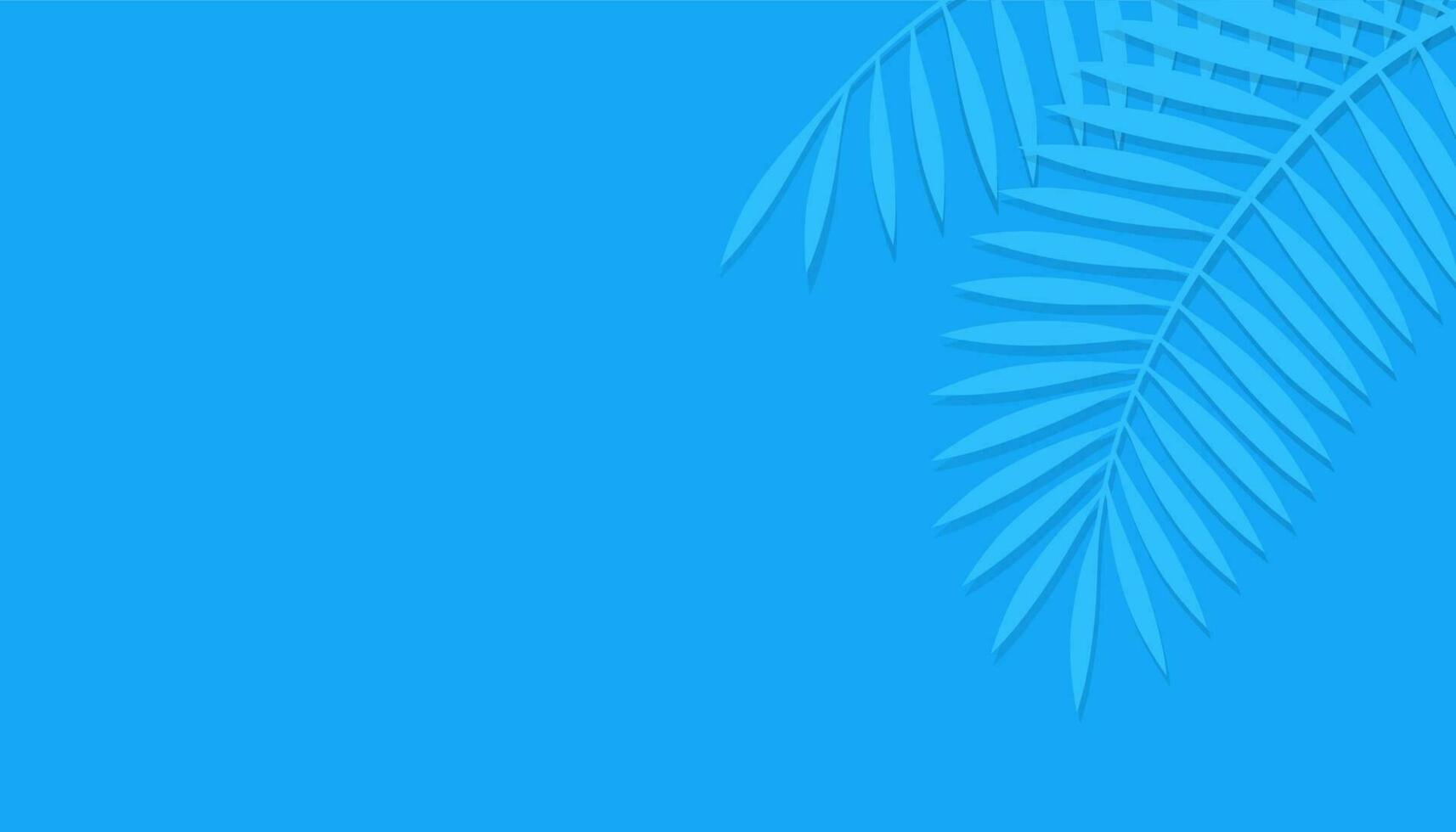 Vector Palm Leaf Silhouette Illustration With Text Space On A Vibrant Blue Background.