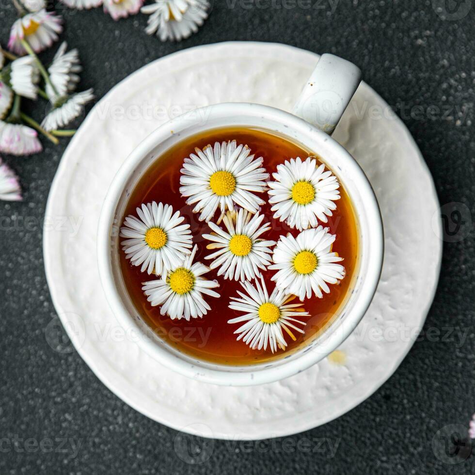 chamomile tea flower hot drink healthy meal food snack on the table copy space food background rustic top view photo