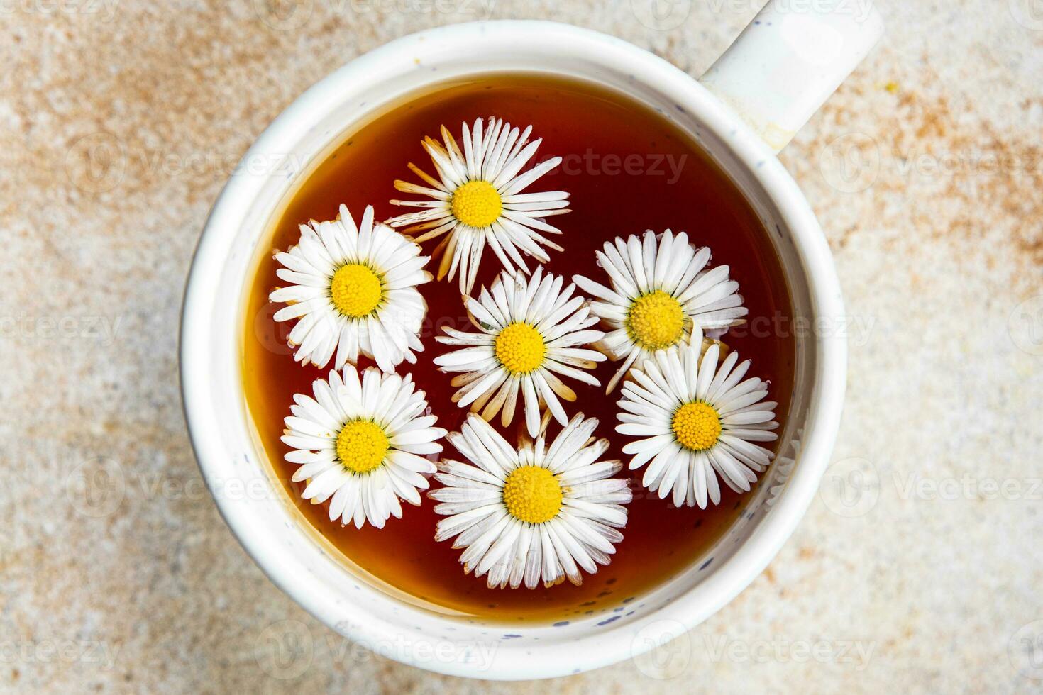 té manzanilla flor bebida comida comida bocadillo en el mesa Copiar espacio comida antecedentes rústico parte superior ver foto