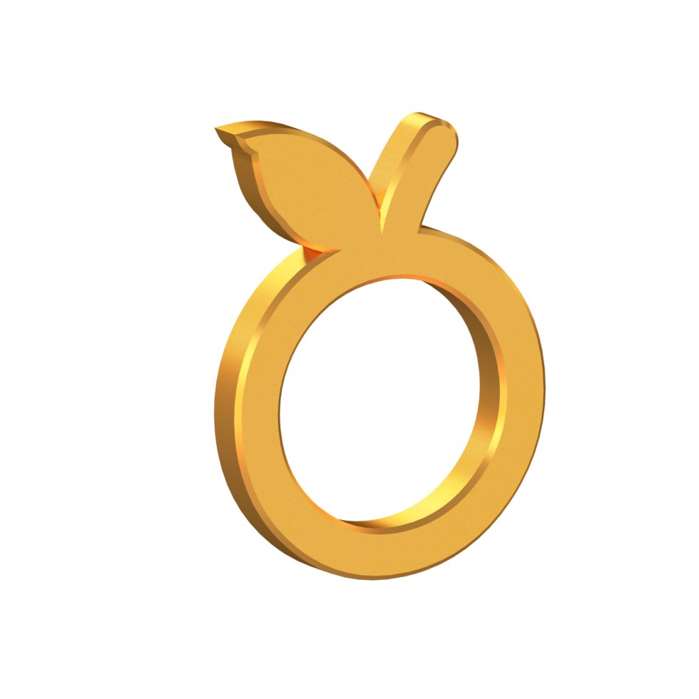 Nutrition Sign 3D Icon Isolated on Transparent Background, Gold Texture, 3D Rendering png