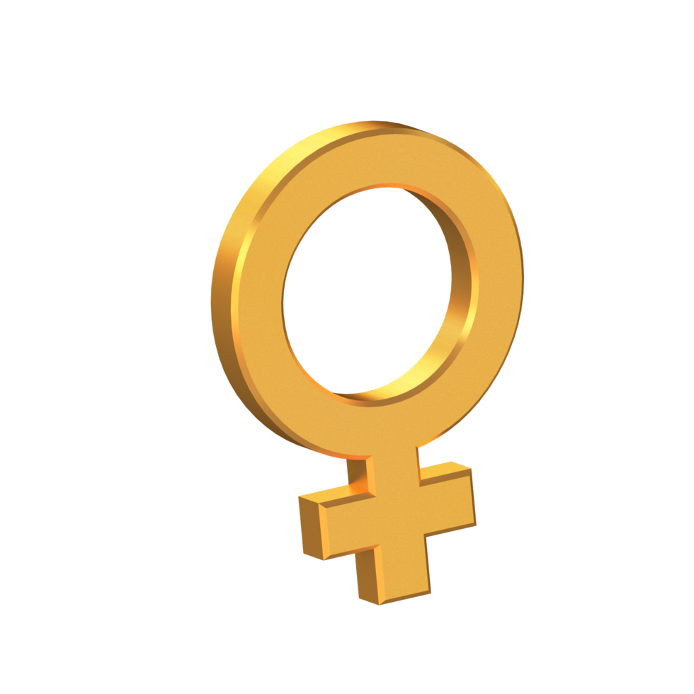 Female Sign 3D Icon Isolated on Transparent Background, Gold Texture, 3D Rendering png