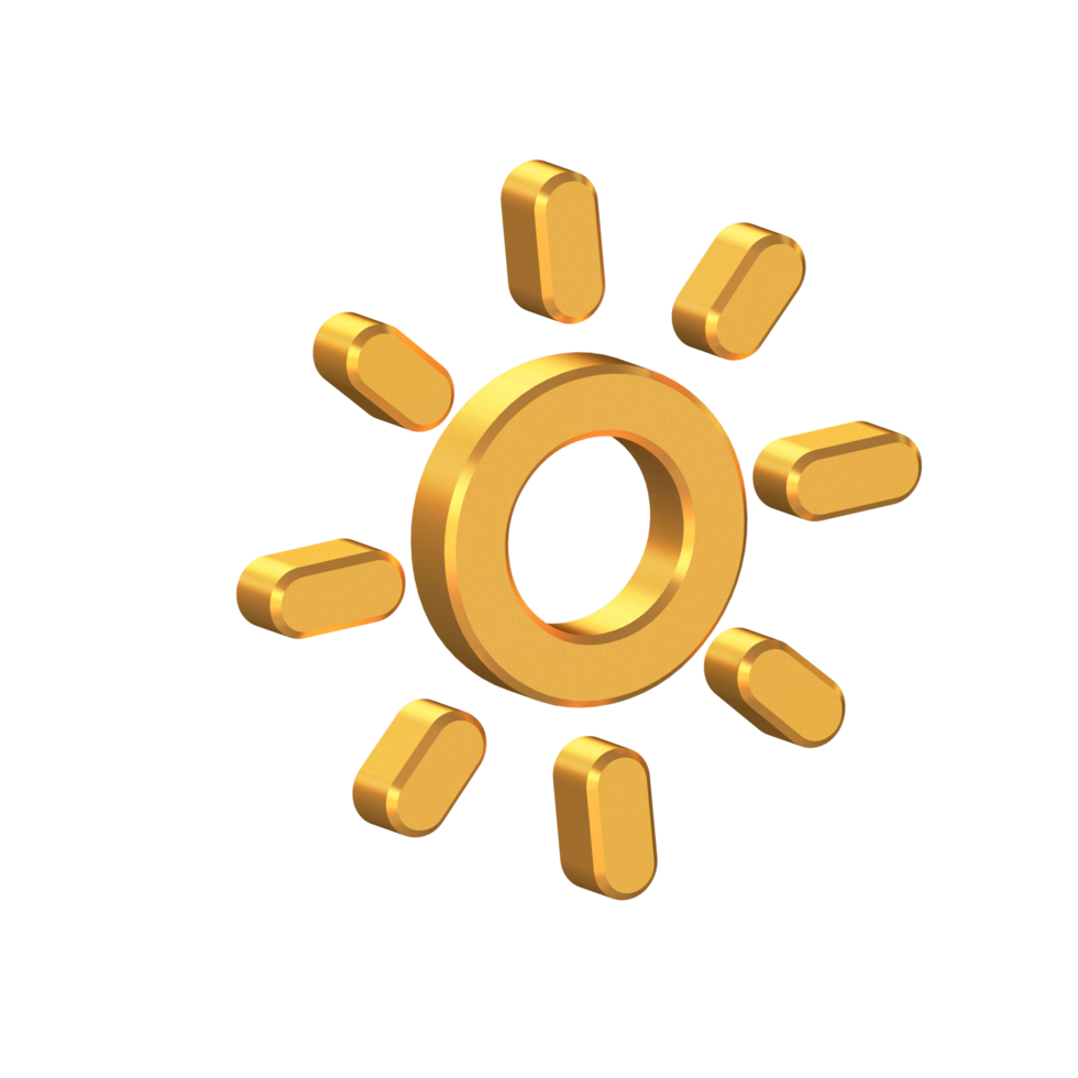 Light Mode 3D Icon Isolated on Transparent Background, Gold Texture, 3D Rendering png