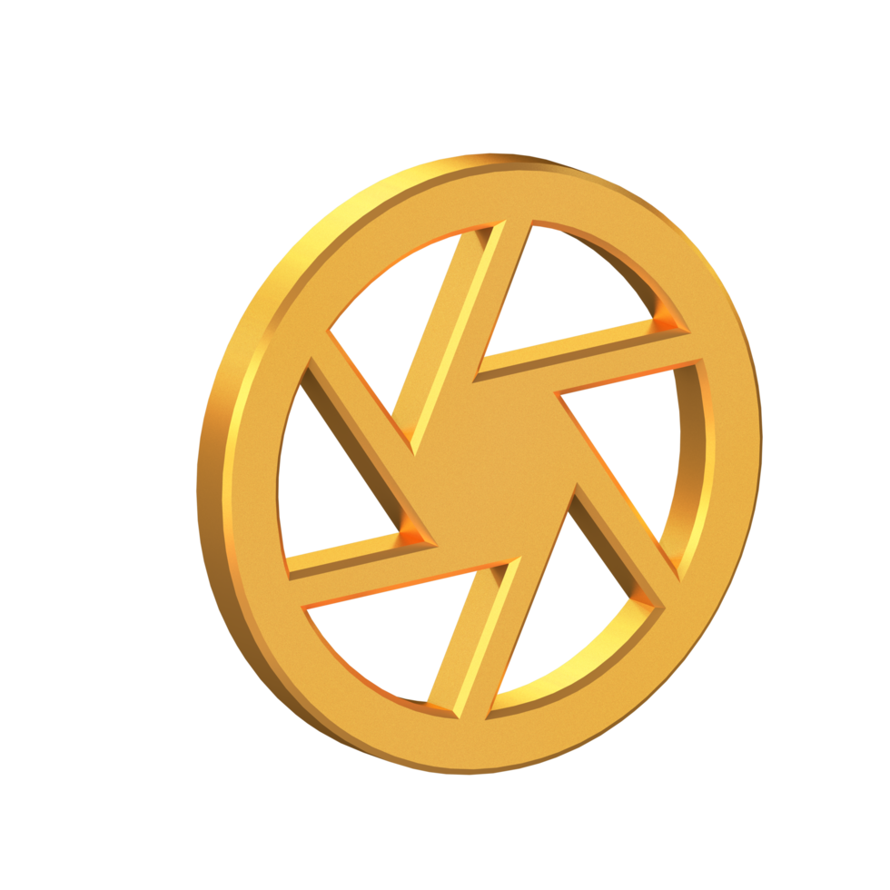 Camera Capture 3D Icon Isolated on Transparent Background, Gold Texture, 3D Rendering png