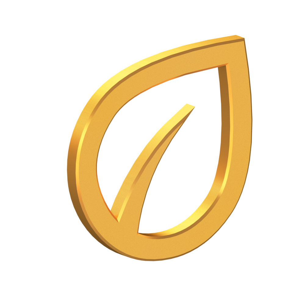 ECO Friendly 3D Icon Isolated on Transparent Background, Gold Texture, 3D Rendering png